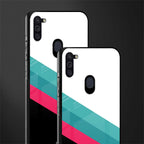 white green red pattern stripes glass case for samsung a11 image-2