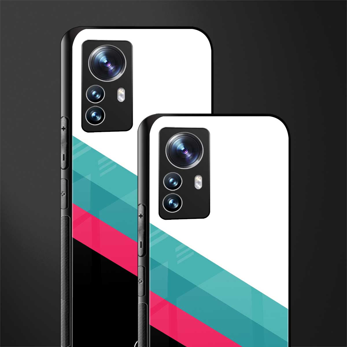 white green red pattern stripes back phone cover | glass case for xiaomi 12 pro
