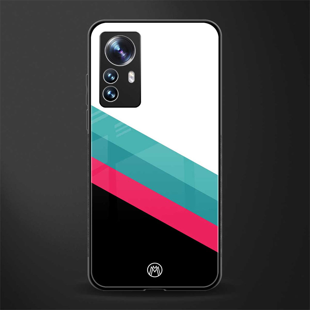 white green red pattern stripes back phone cover | glass case for xiaomi 12 pro