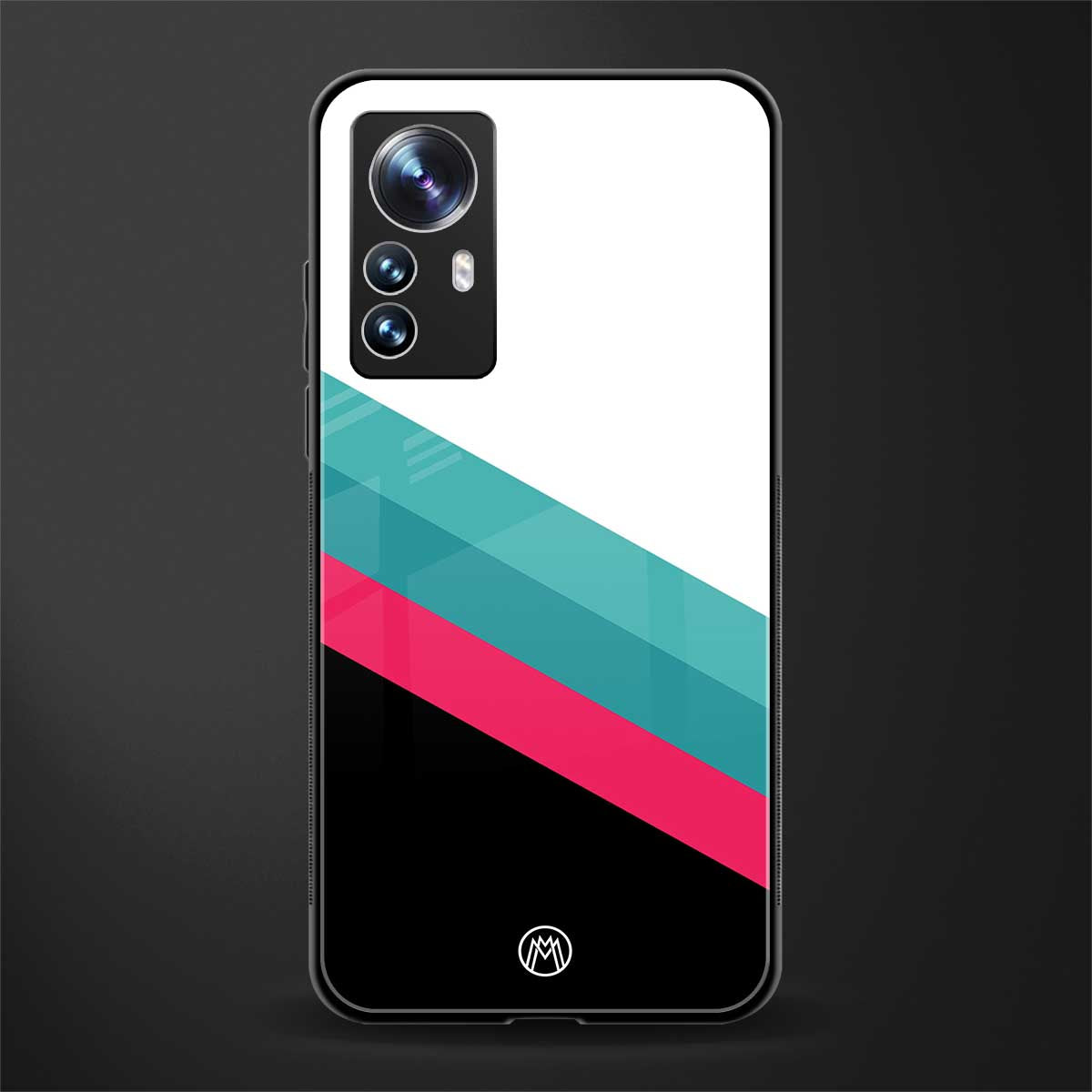white green red pattern stripes back phone cover | glass case for xiaomi 12 pro