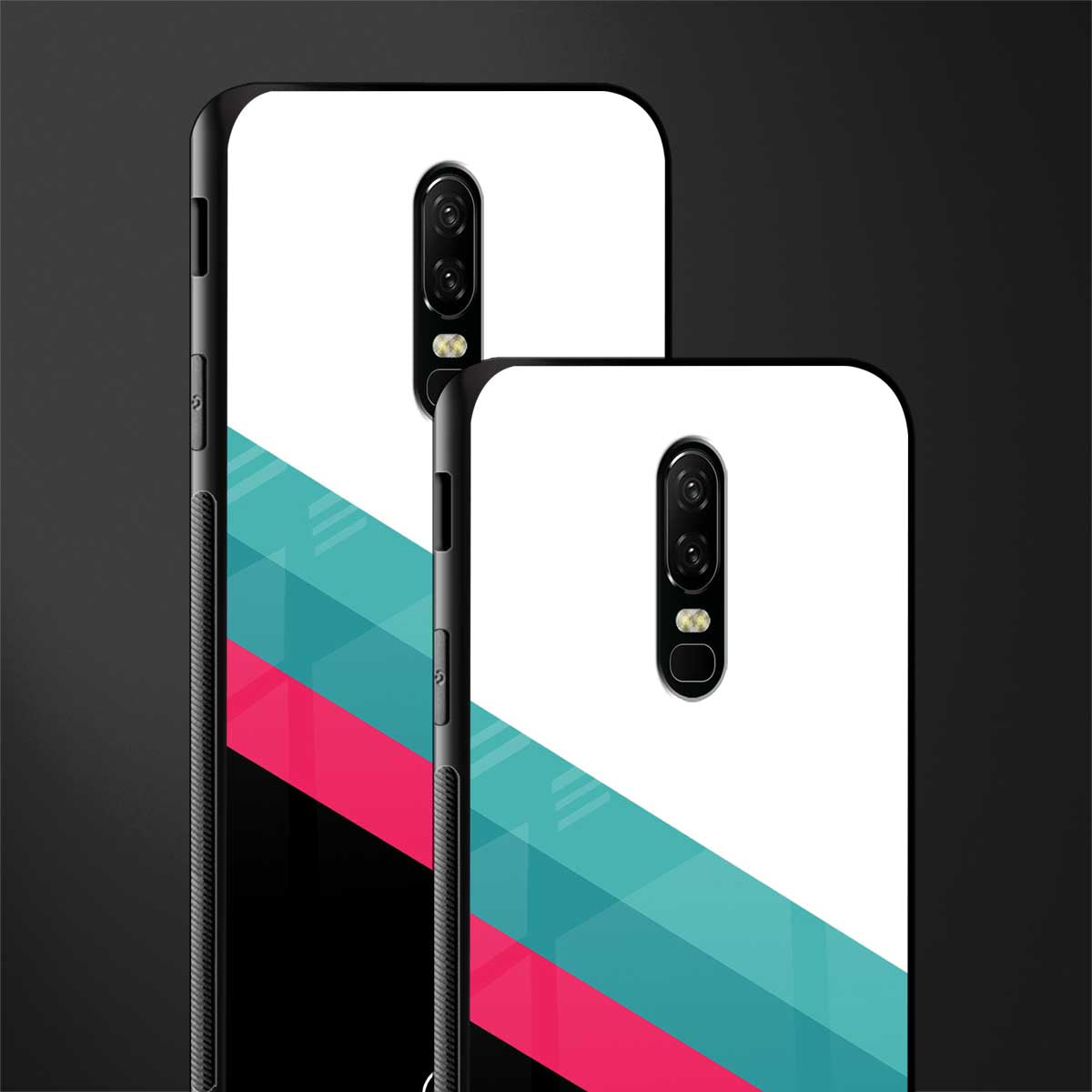 white green red pattern stripes glass case for oneplus 6 image-2