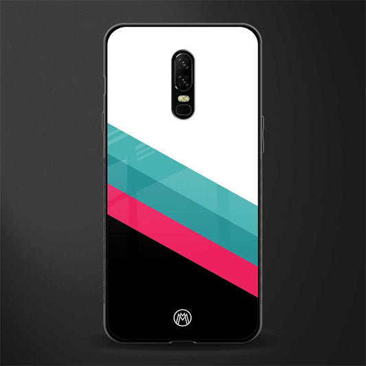 white green red pattern stripes glass case for oneplus 6 image