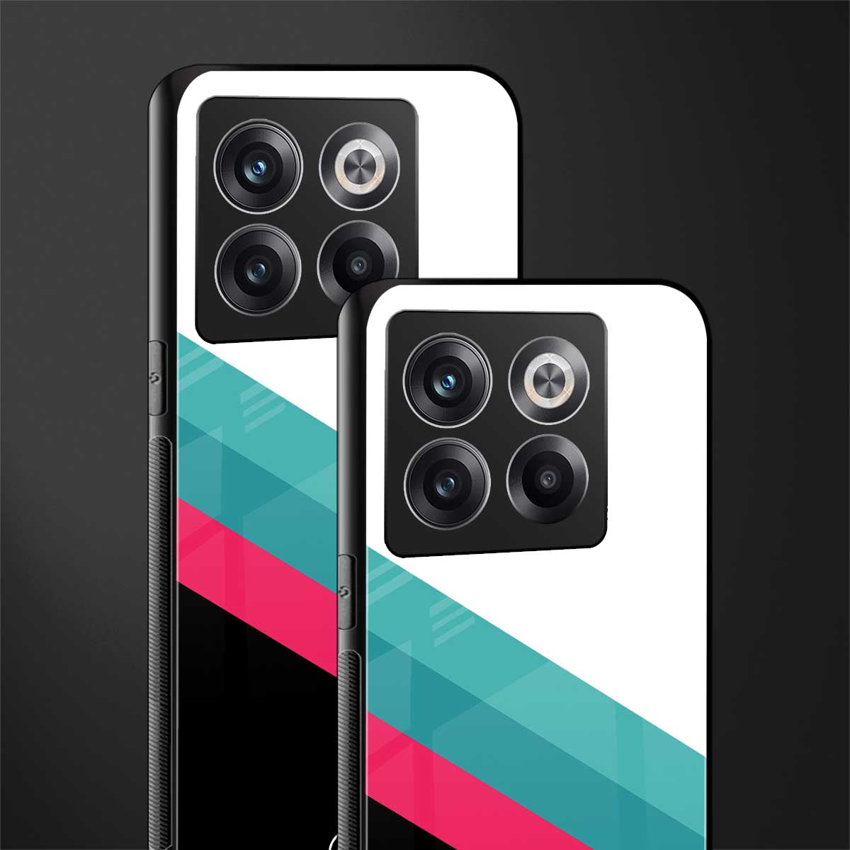 white green red pattern stripes back phone cover | glass case for oneplus 10t