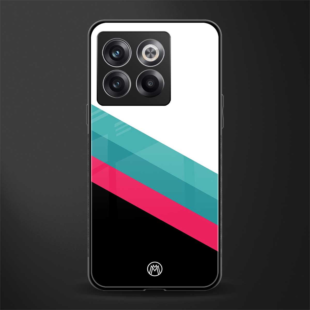 white green red pattern stripes back phone cover | glass case for oneplus 10t