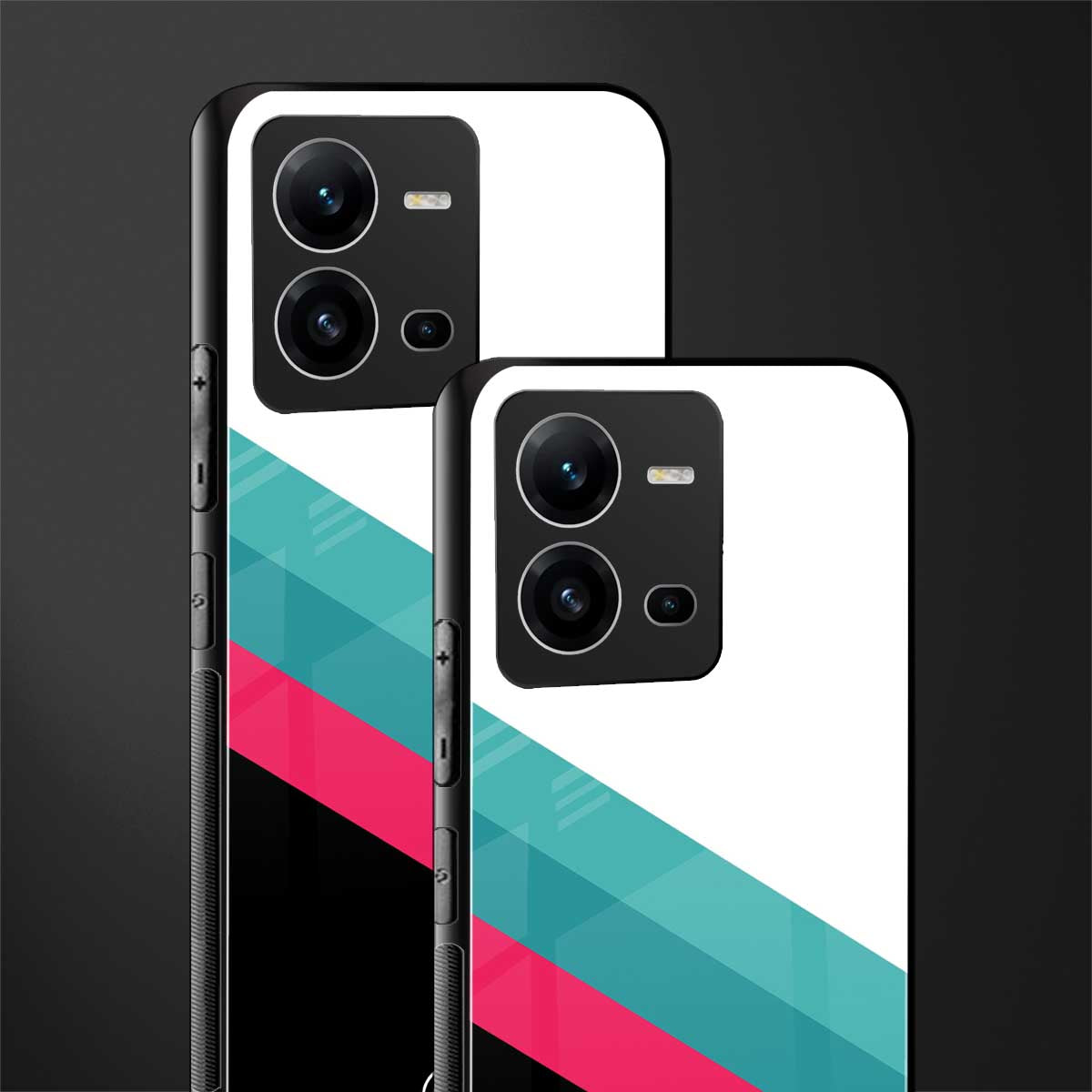 white green red pattern stripes back phone cover | glass case for vivo v25-5g