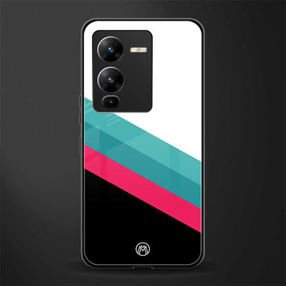 white green red pattern stripes back phone cover | glass case for vivo v25 pro 5g