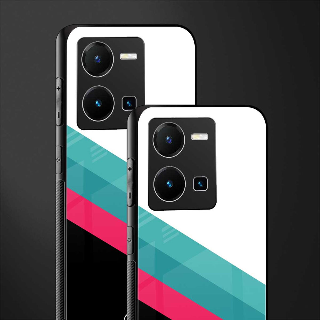 white green red pattern stripes back phone cover | glass case for vivo y35 4g