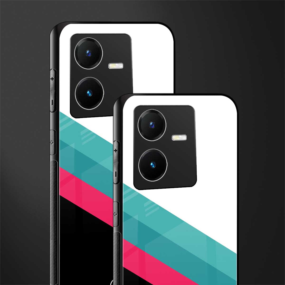 white green red pattern stripes back phone cover | glass case for vivo y22