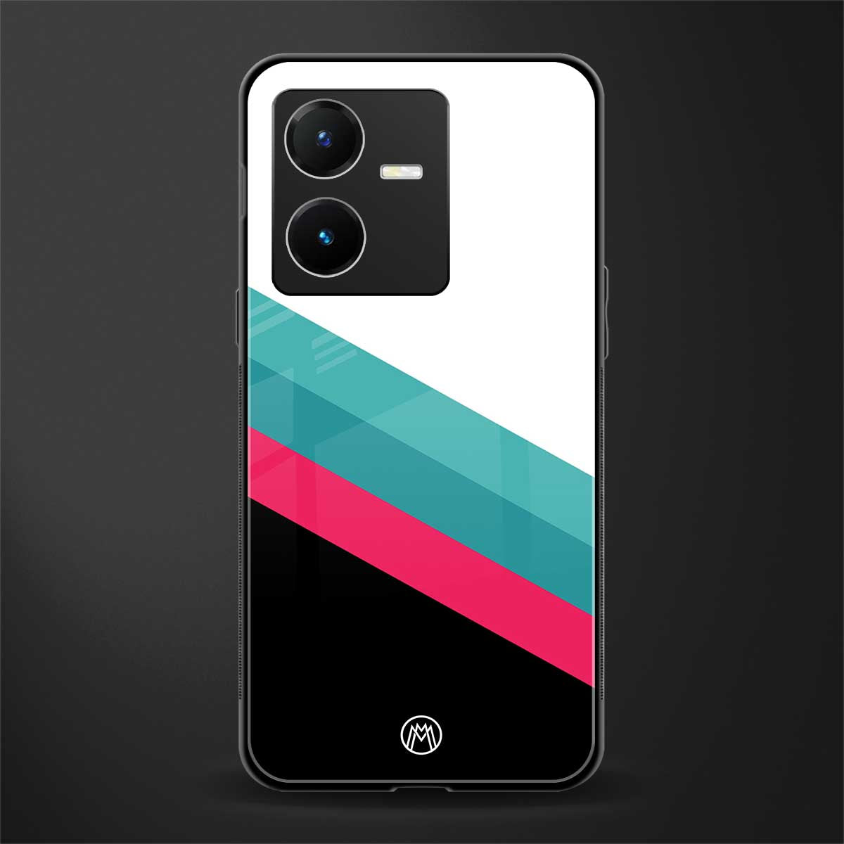 white green red pattern stripes back phone cover | glass case for vivo y22