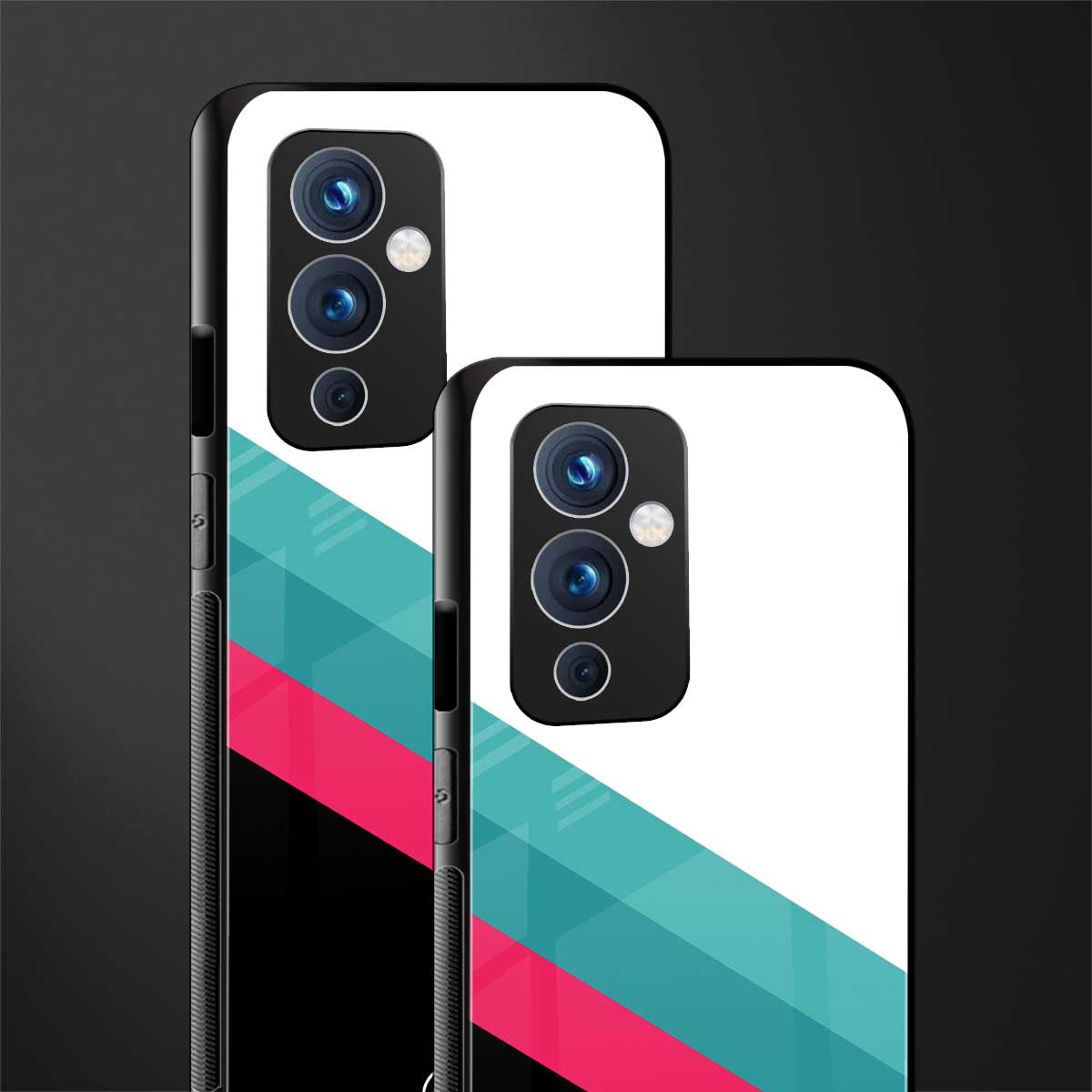 white green red pattern stripes back phone cover | glass case for oneplus 9