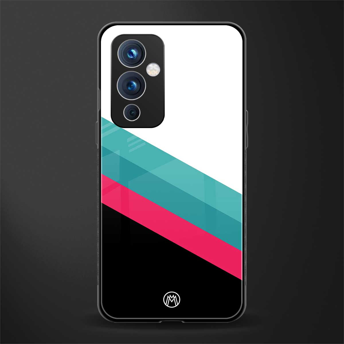 white green red pattern stripes back phone cover | glass case for oneplus 9
