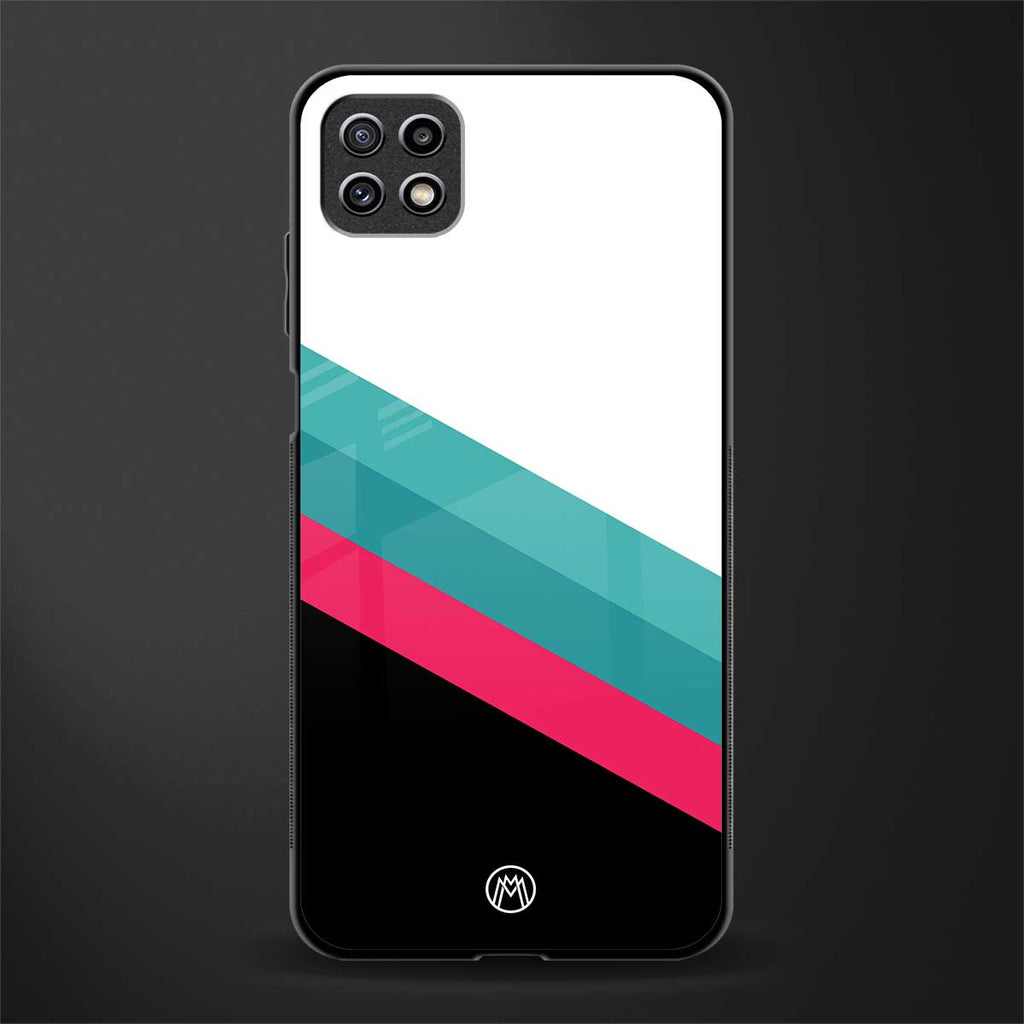 white green red pattern stripes back phone cover | glass case for samsung galaxy f42