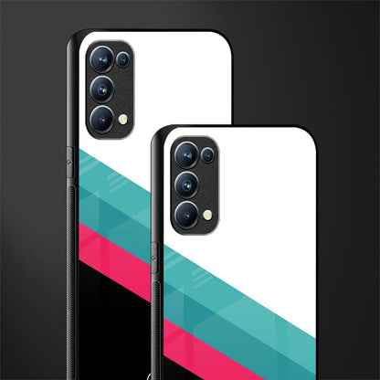 white green red pattern stripes back phone cover | glass case for oppo reno 5