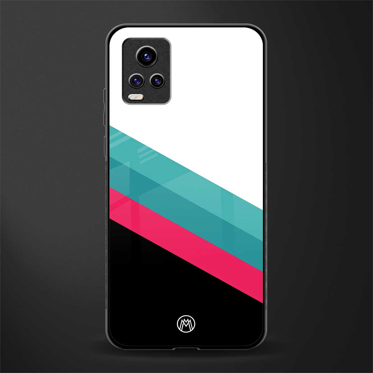 white green red pattern stripes back phone cover | glass case for vivo v21e 4g