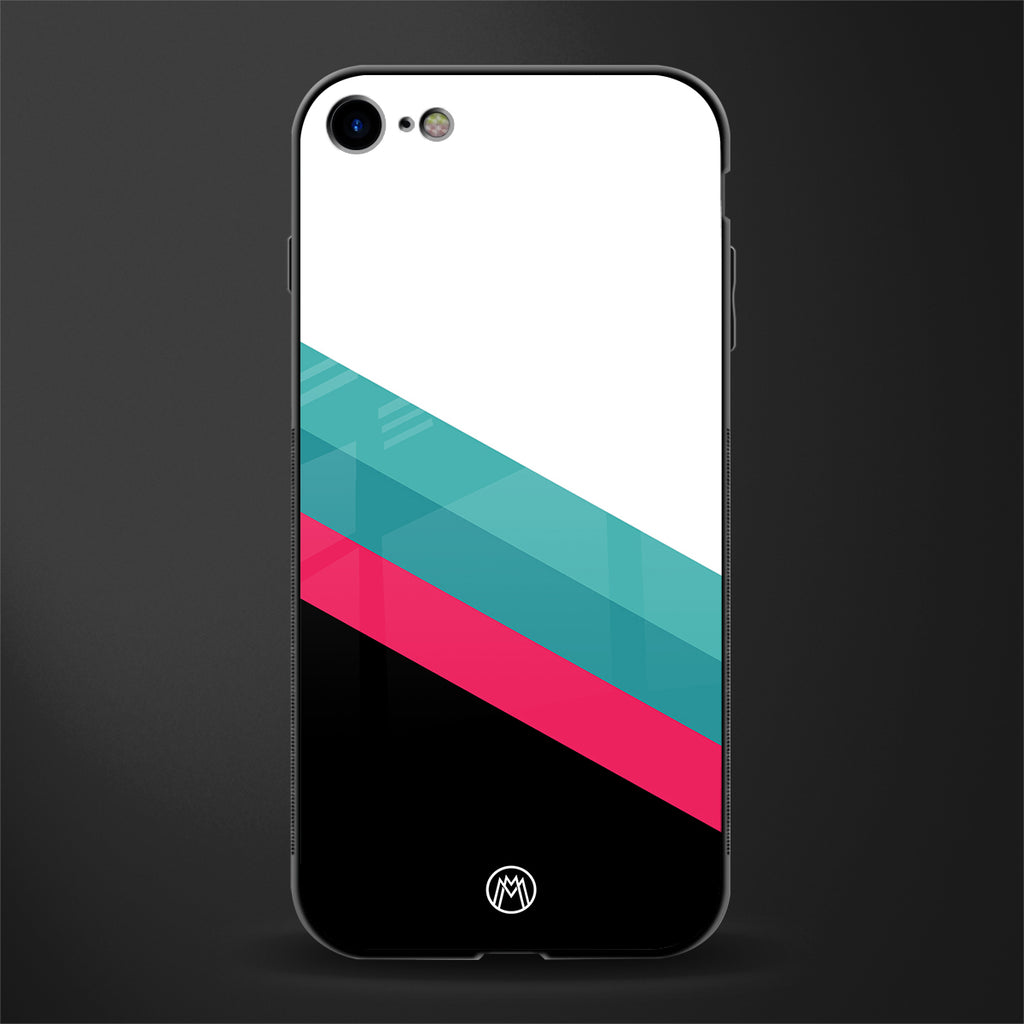 white green red pattern stripes glass case for iphone 7 image