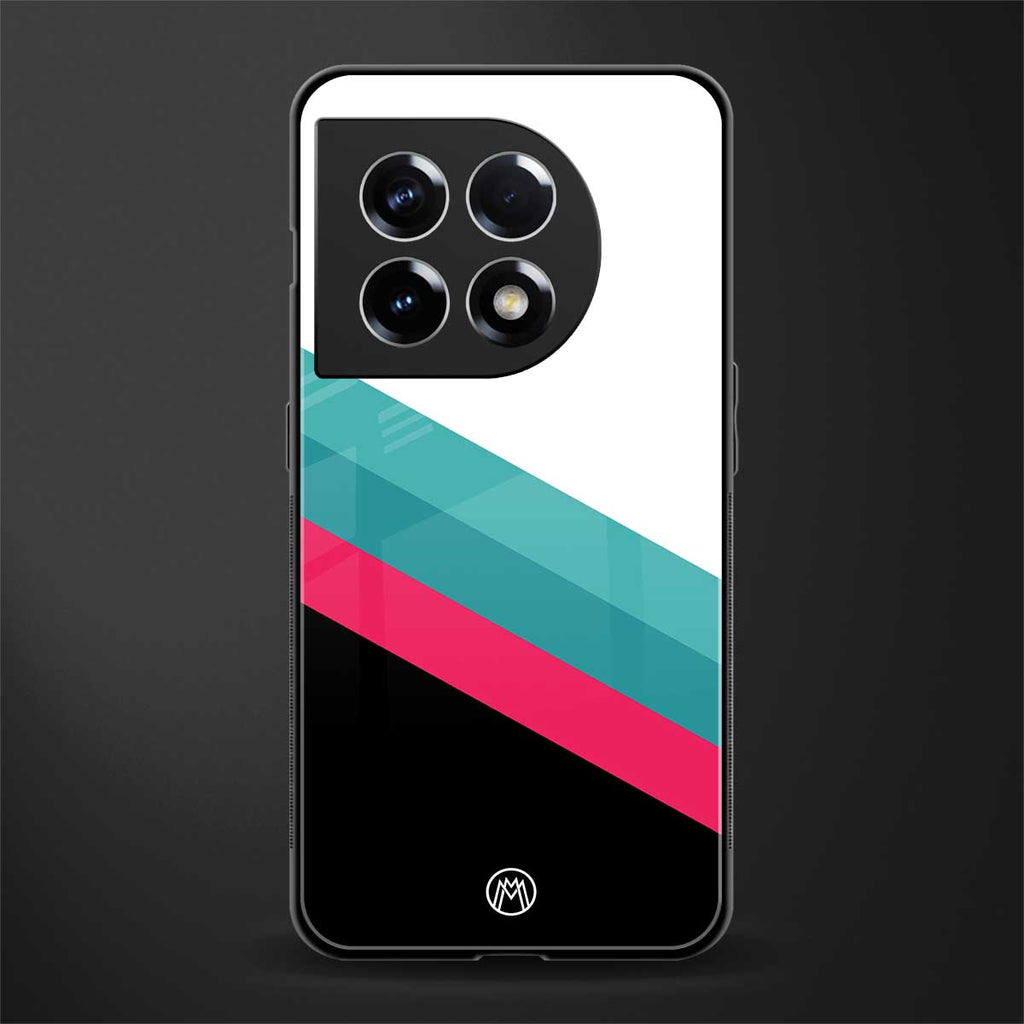 white green red pattern stripes back phone cover | glass case for oneplus 11