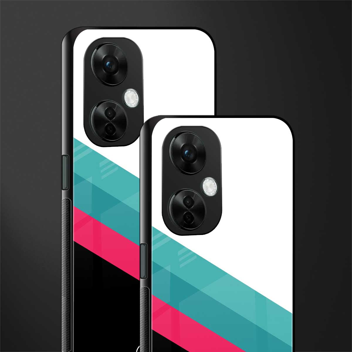 white green red pattern stripes back phone cover | glass case for oneplus nord ce 3 lite