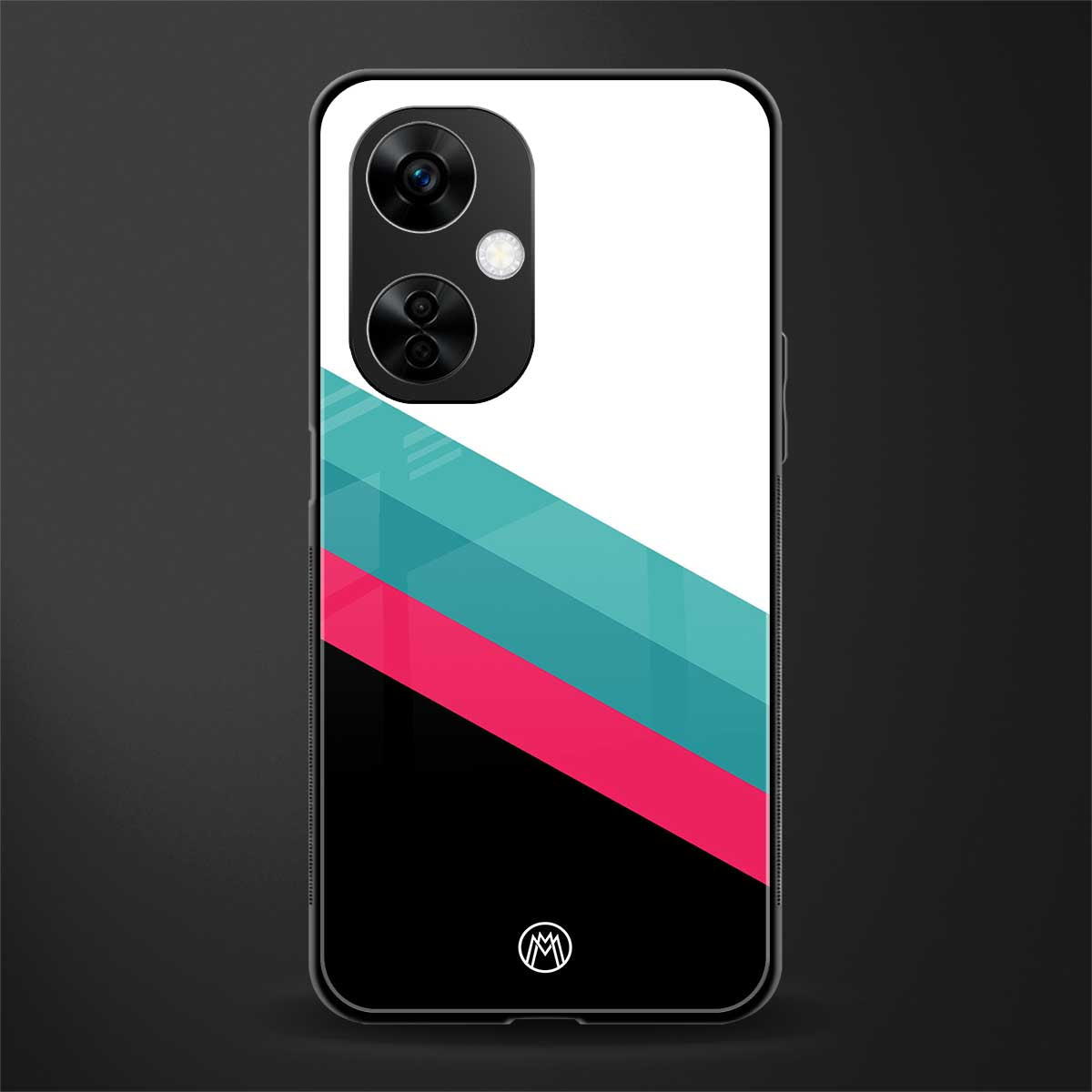 white green red pattern stripes back phone cover | glass case for oneplus nord ce 3 lite