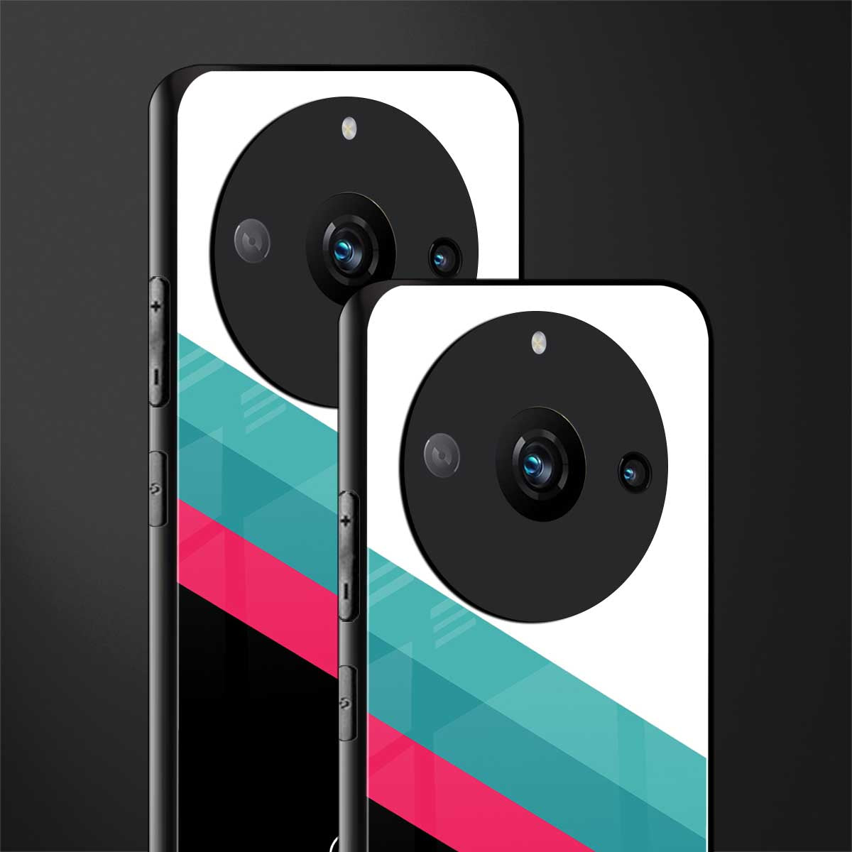 white green red pattern stripes back phone cover | glass case for realme 11 pro 5g