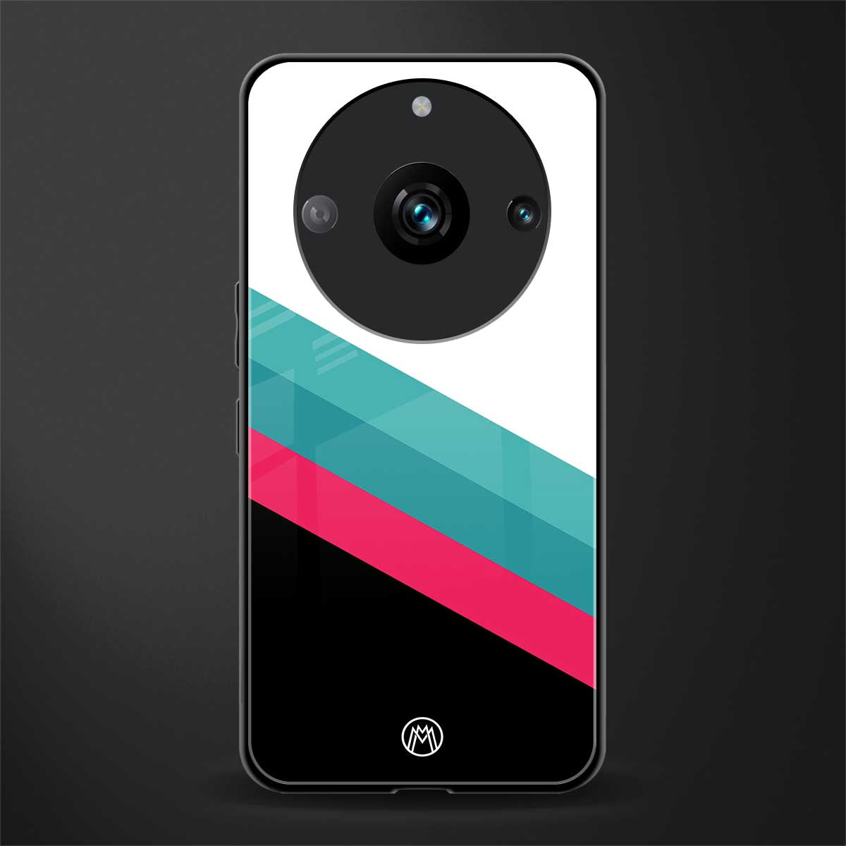 white green red pattern stripes back phone cover | glass case for realme 11 pro 5g