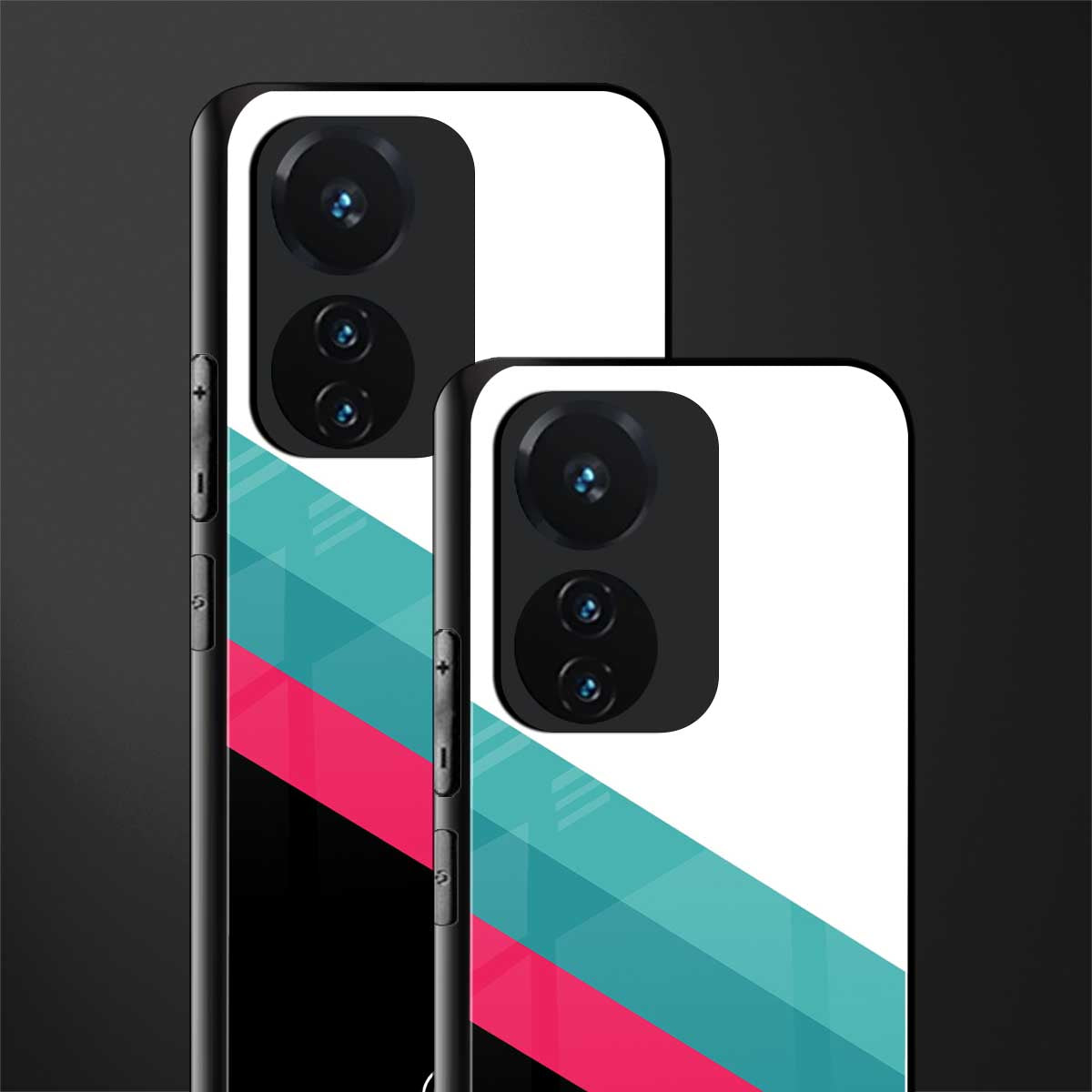 white green red pattern stripes back phone cover | glass case for vivo t1 44w 4g