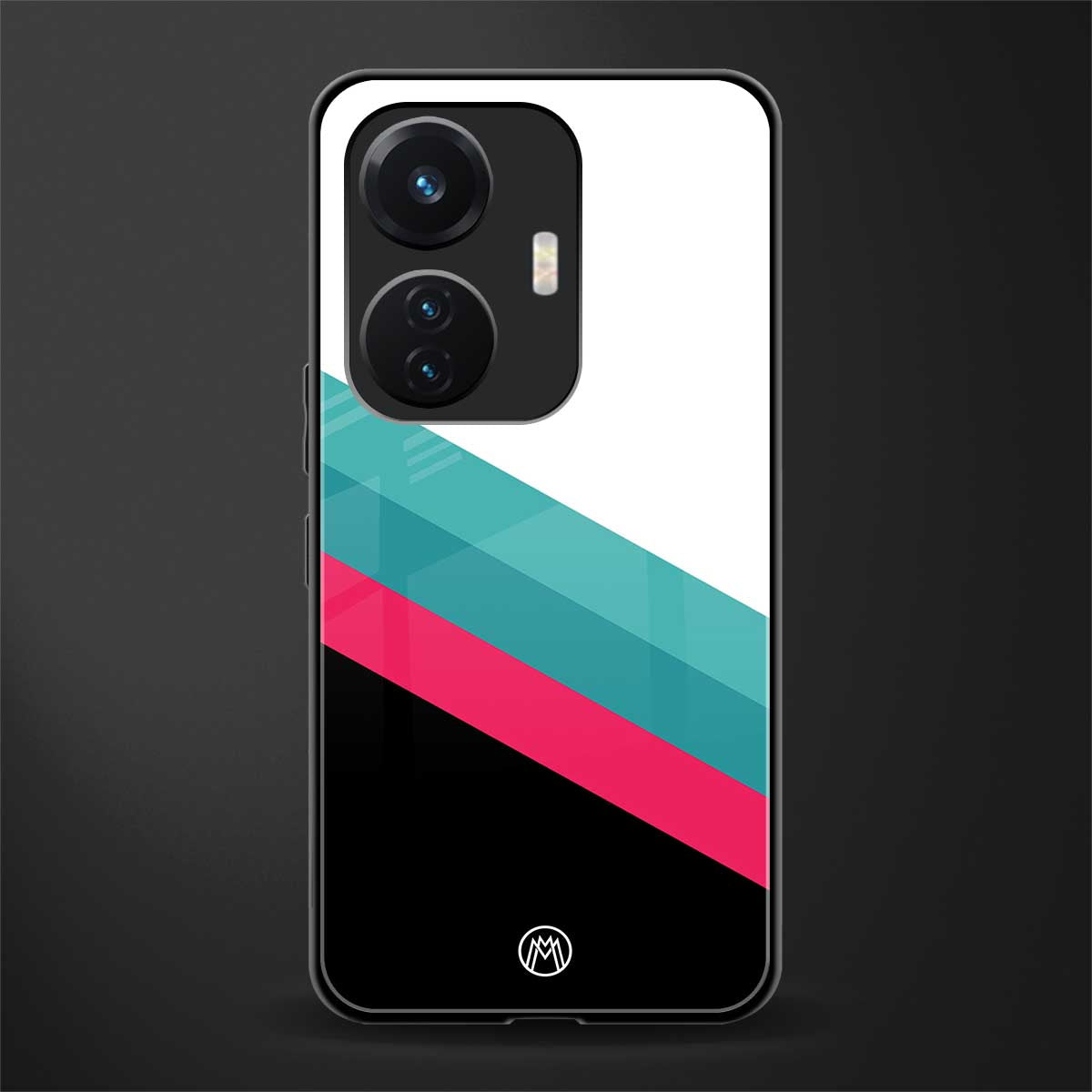 white green red pattern stripes back phone cover | glass case for vivo t1 44w 4g