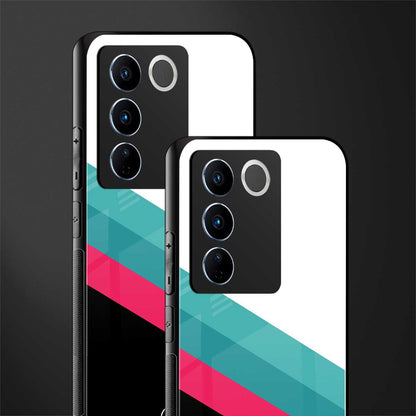white green red pattern stripes back phone cover | glass case for vivo v27 pro 5g