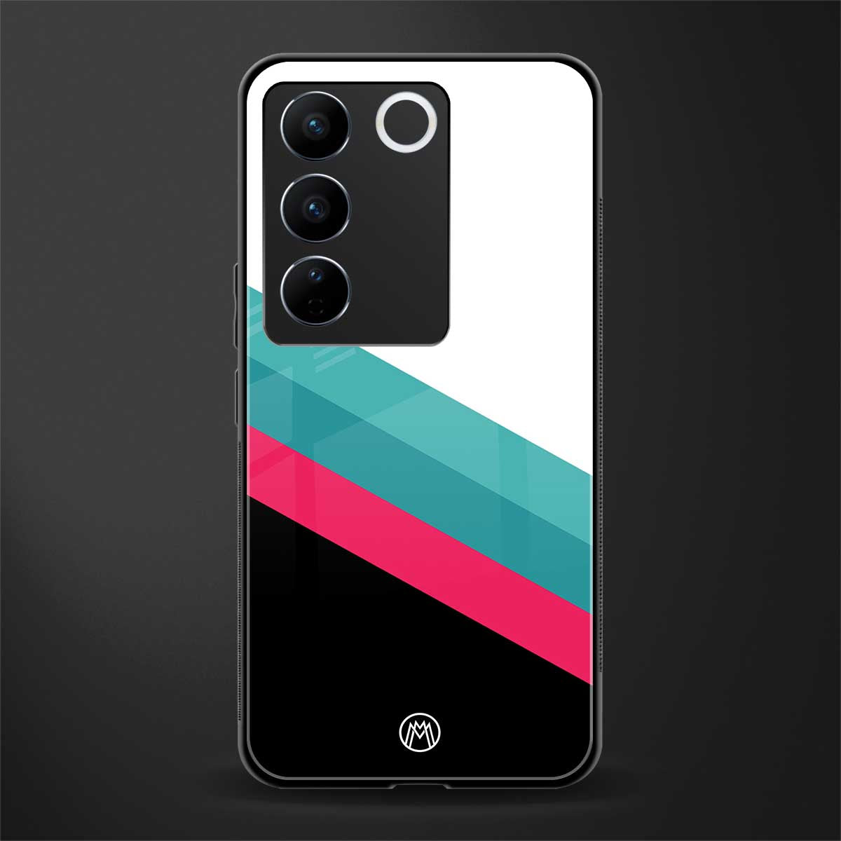 white green red pattern stripes back phone cover | glass case for vivo v27 pro 5g