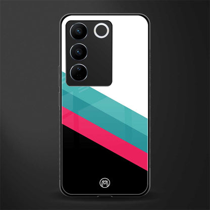 white green red pattern stripes back phone cover | glass case for vivo v27 pro 5g