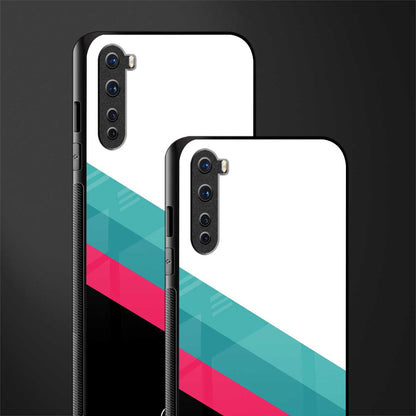 white green red pattern stripes glass case for oneplus nord ac2001 image-2