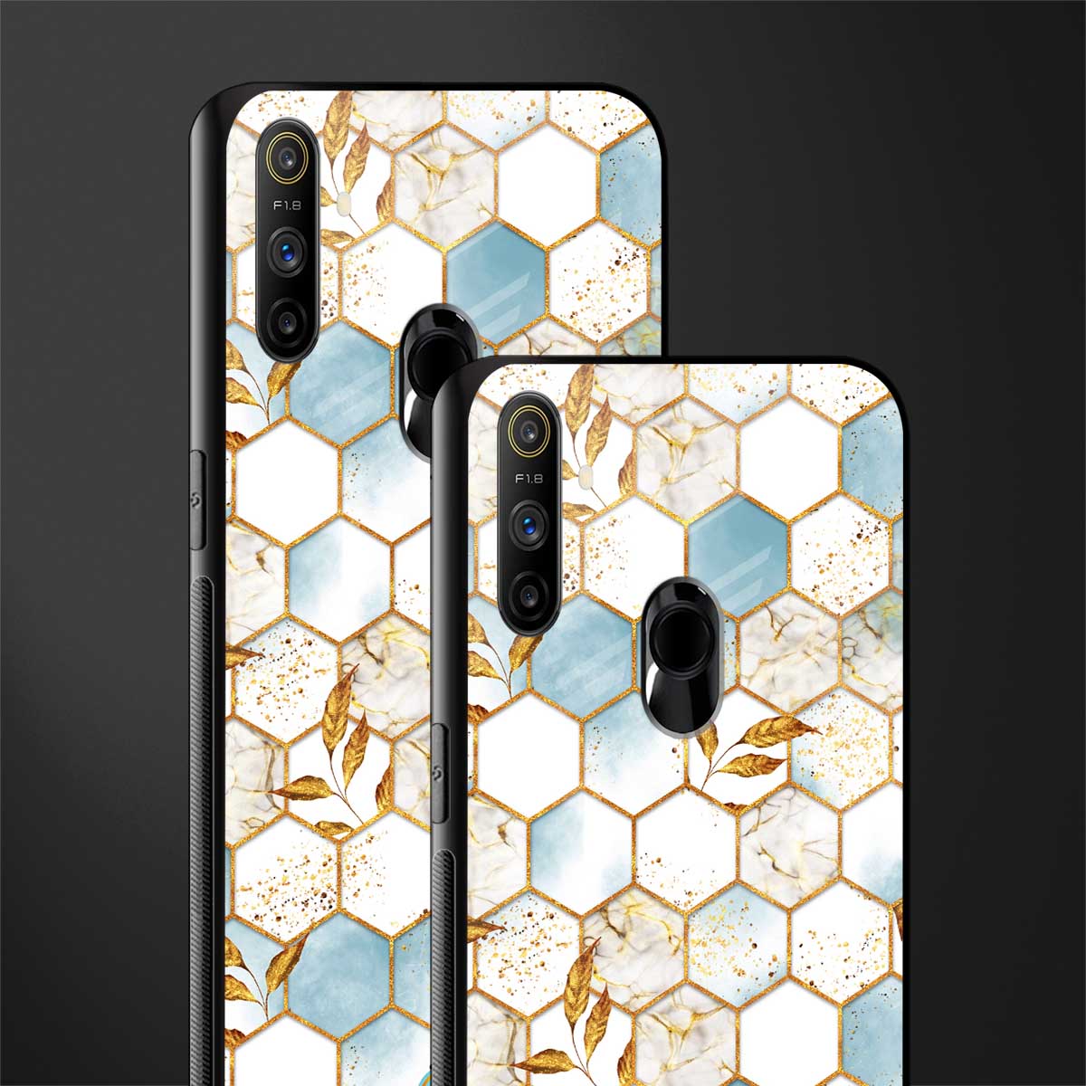 white marble tiles glass case for realme narzo 20a image-2