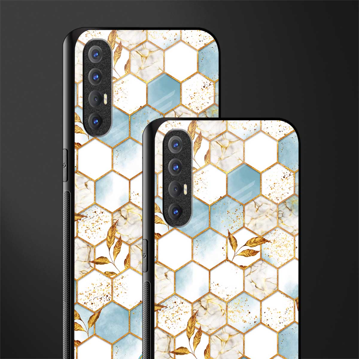white marble tiles glass case for oppo reno 3 pro image-2