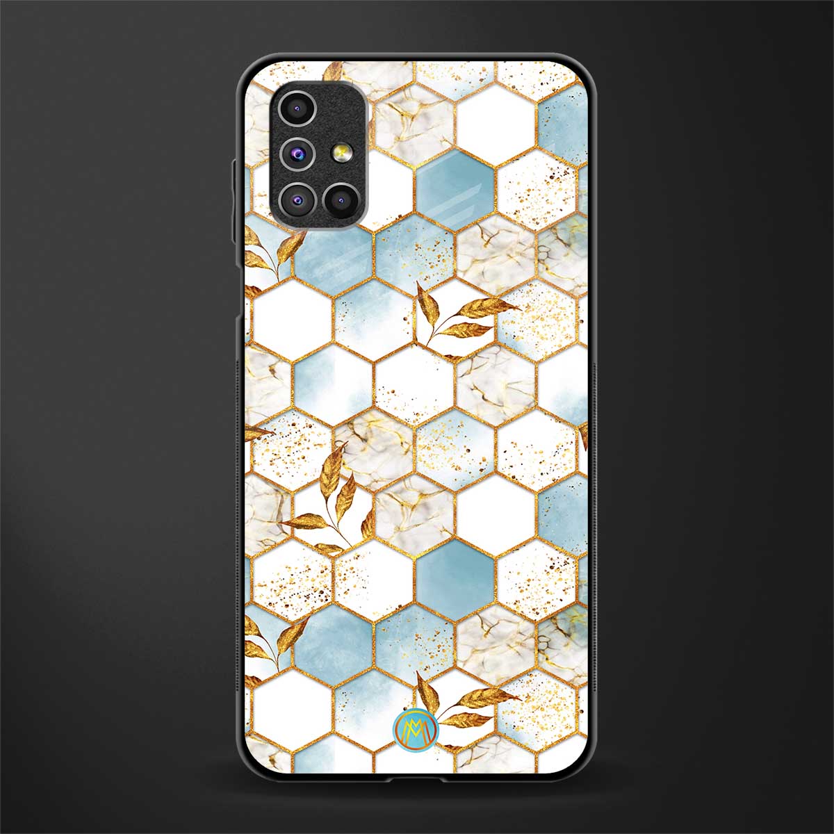 white marble tiles glass case for samsung galaxy m31s image