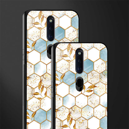 white marble tiles glass case for oppo f11 pro image-2