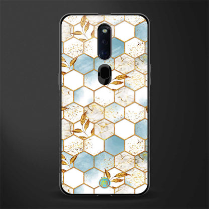white marble tiles glass case for oppo f11 pro image