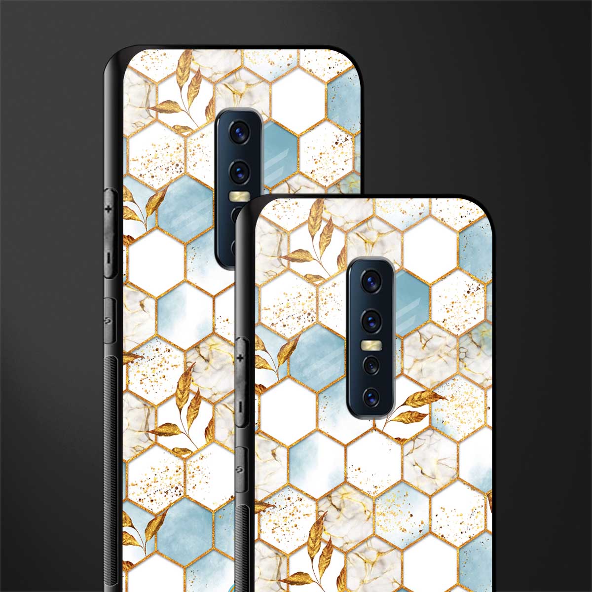 white marble tiles glass case for vivo v17 pro image-2