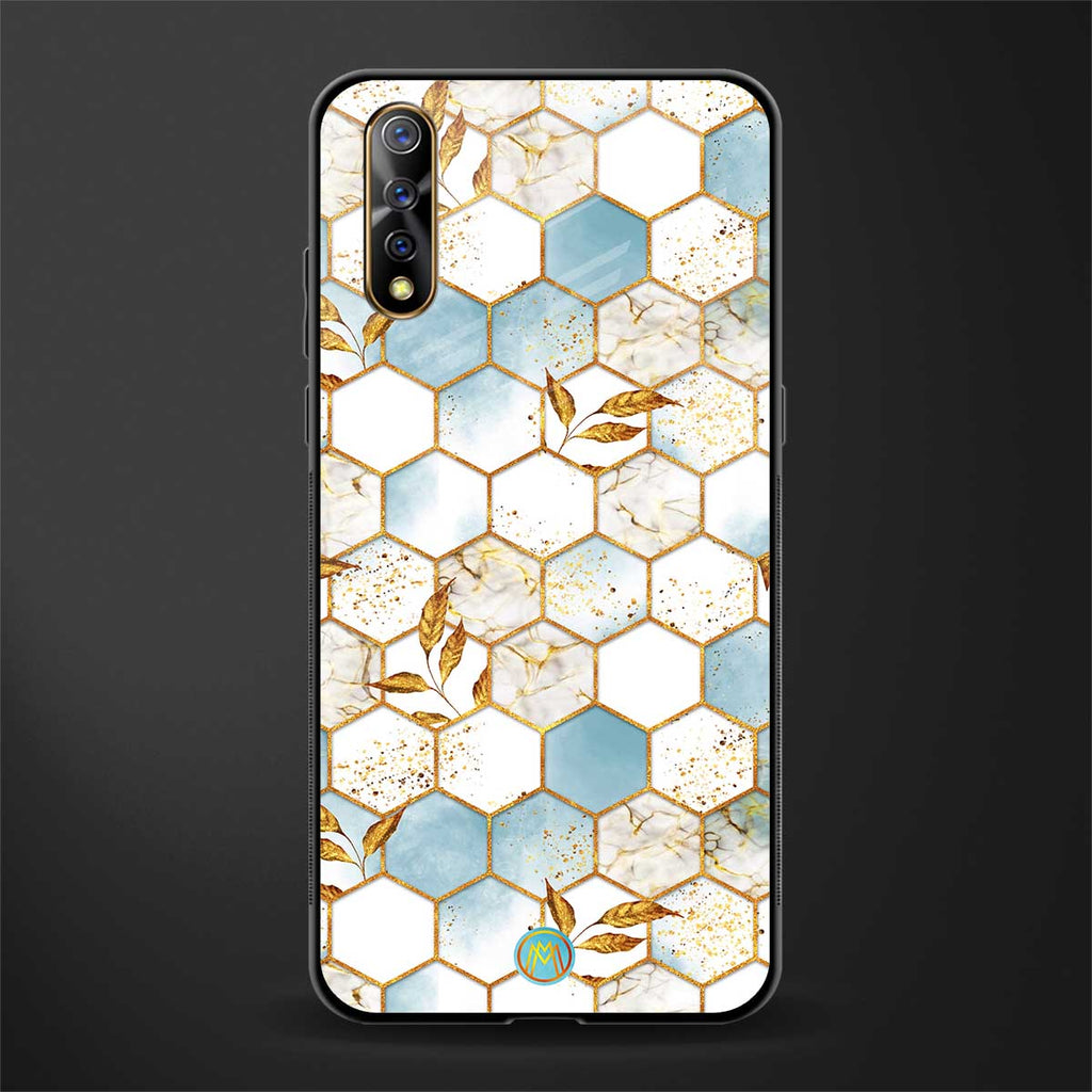 white marble tiles glass case for vivo s1 image