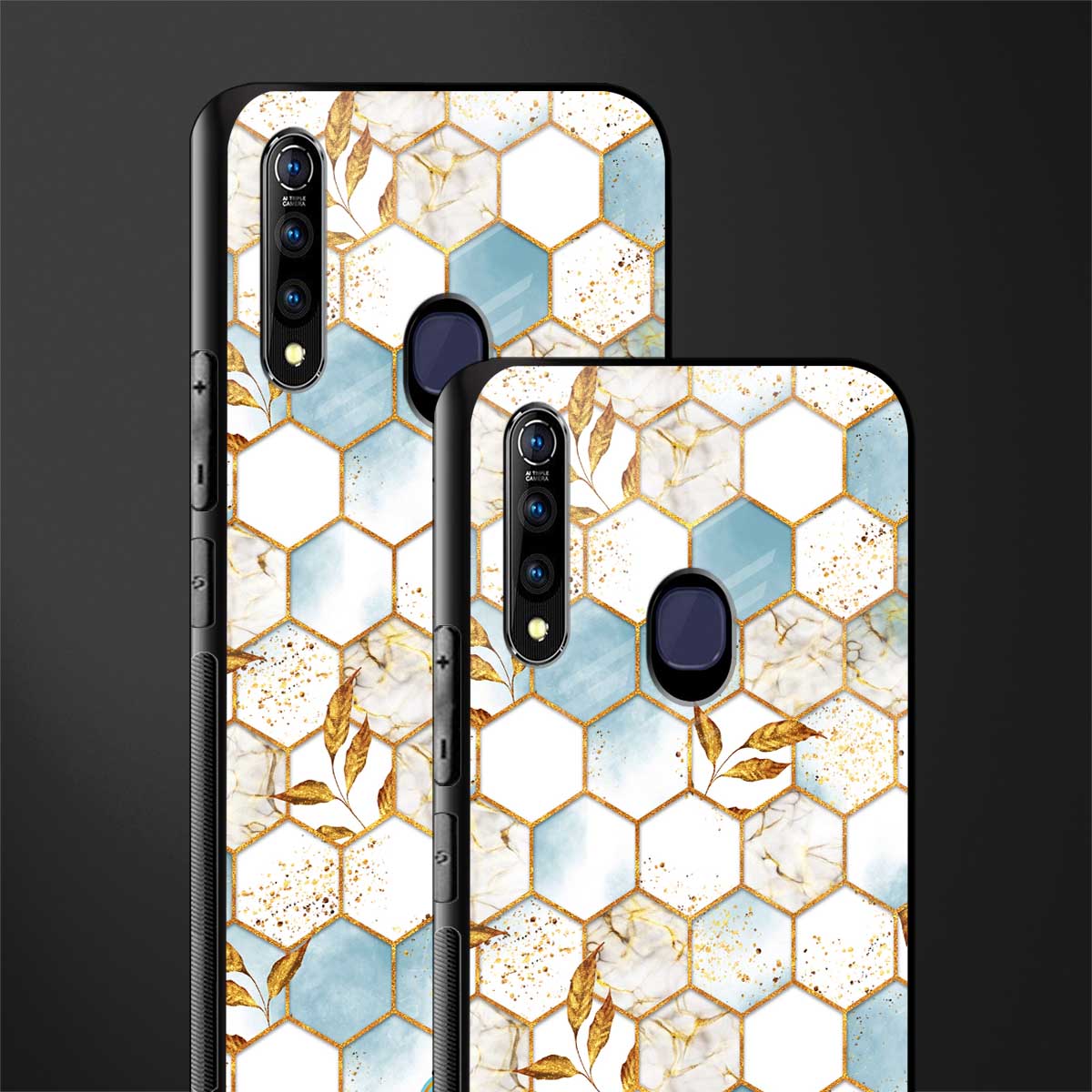 white marble tiles glass case for vivo z1 pro image-2