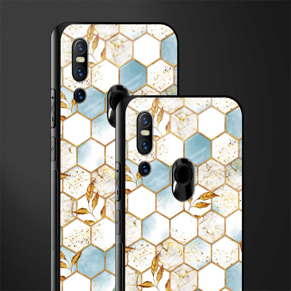 white marble tiles glass case for vivo v15 image-2