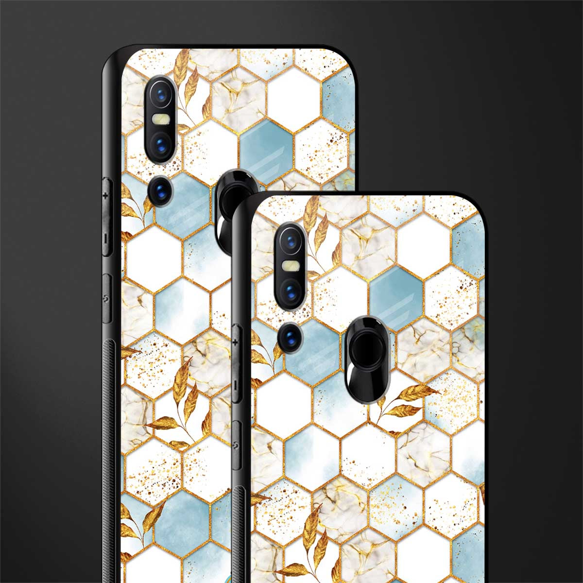 white marble tiles glass case for vivo v15 image-2