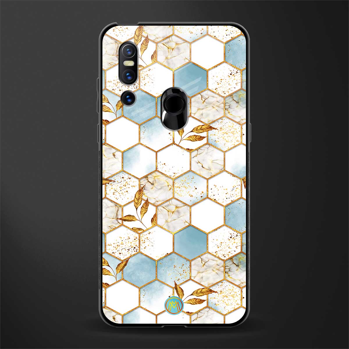 white marble tiles glass case for vivo v15 image