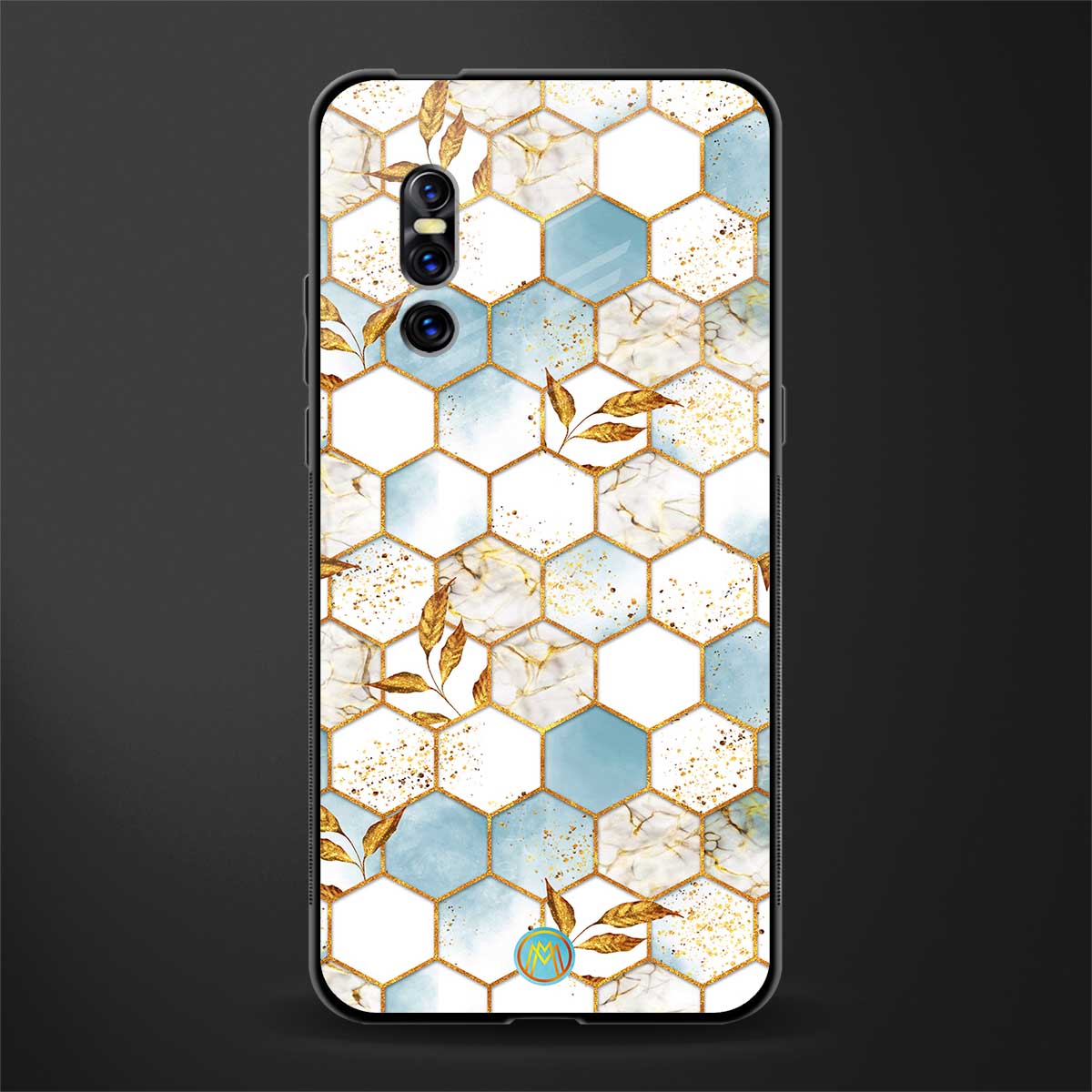 white marble tiles glass case for vivo v15 pro image