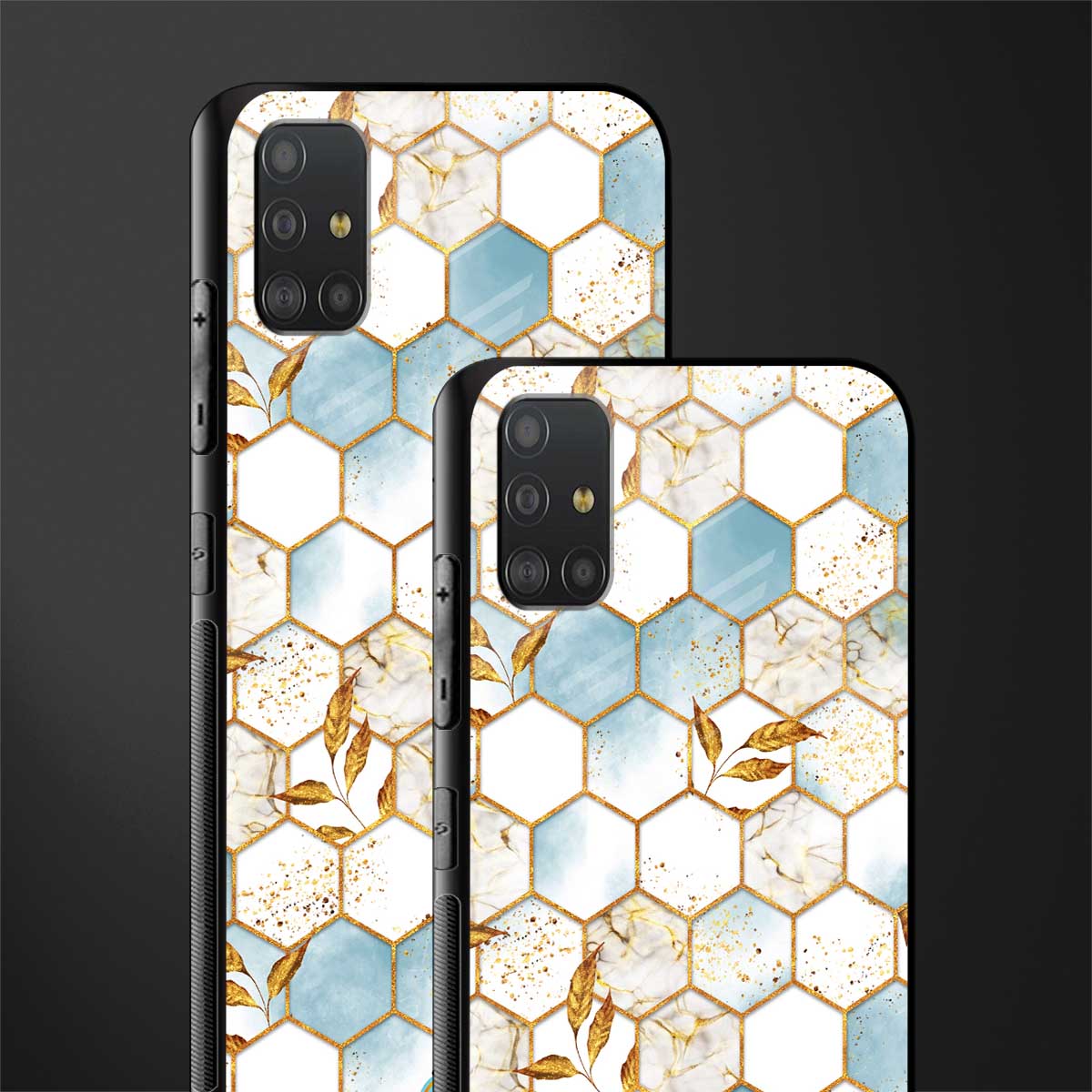 white marble tiles glass case for samsung galaxy a51 image-2