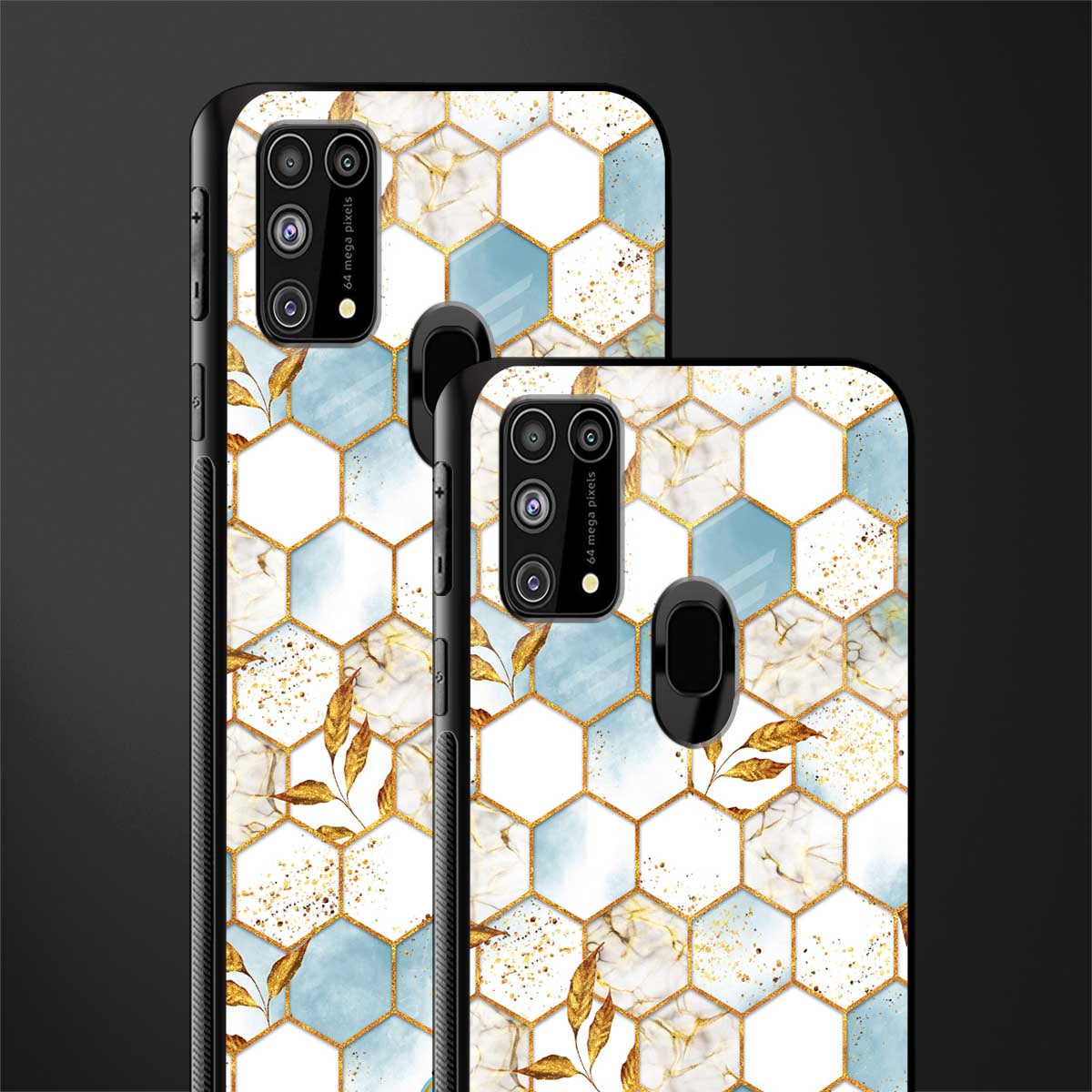 white marble tiles glass case for samsung galaxy m31 prime edition image-2