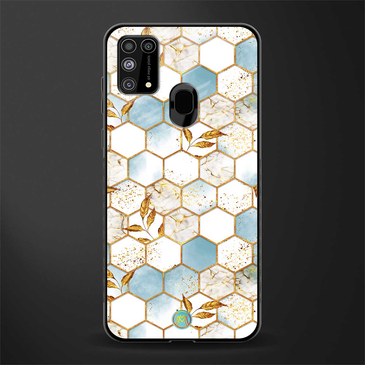 white marble tiles glass case for samsung galaxy m31 prime edition image