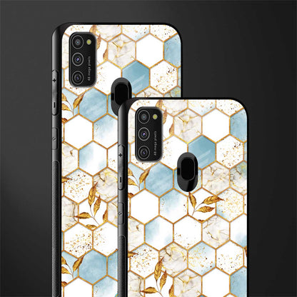 white marble tiles glass case for samsung galaxy m30s image-2