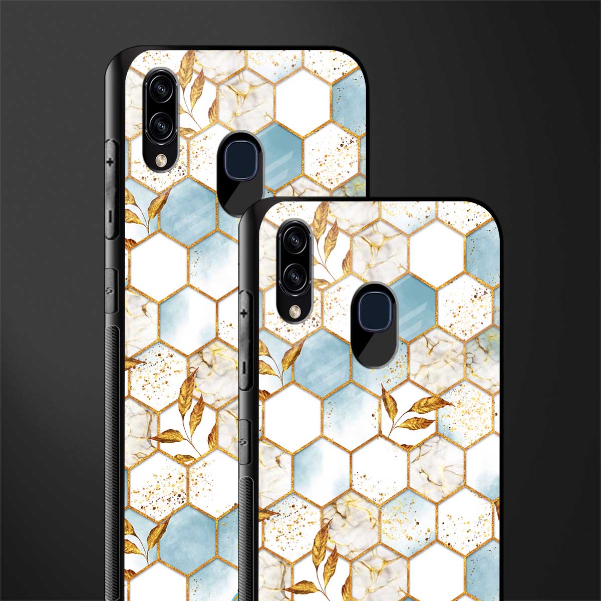 white marble tiles glass case for samsung galaxy a20 image-2