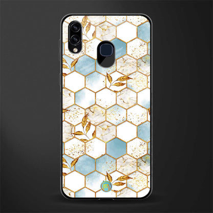 white marble tiles glass case for samsung galaxy a20 image