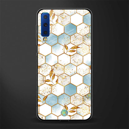 white marble tiles glass case for samsung galaxy a7 2018 image