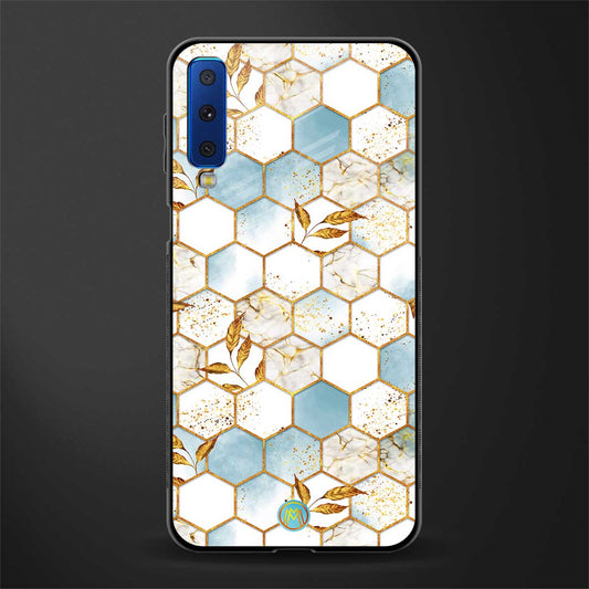 white marble tiles glass case for samsung galaxy a7 2018 image